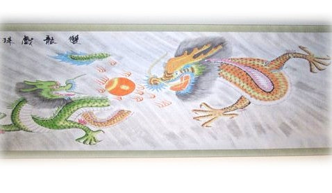 Horizontal Hand painted Dragon Scroll Picture - Culture Kraze Marketplace.com
