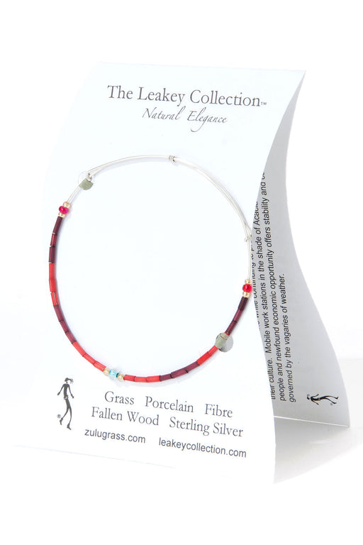 Crimson Shuka Zulugrass Silver Sliding Bracelet - Culture Kraze Marketplace.com