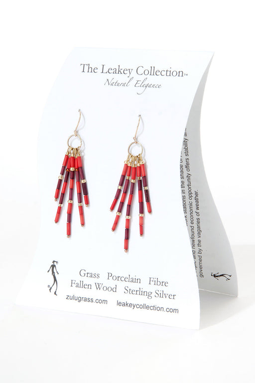 Crimson Shuka Zulugrass Fringe Earrings - Culture Kraze Marketplace.com