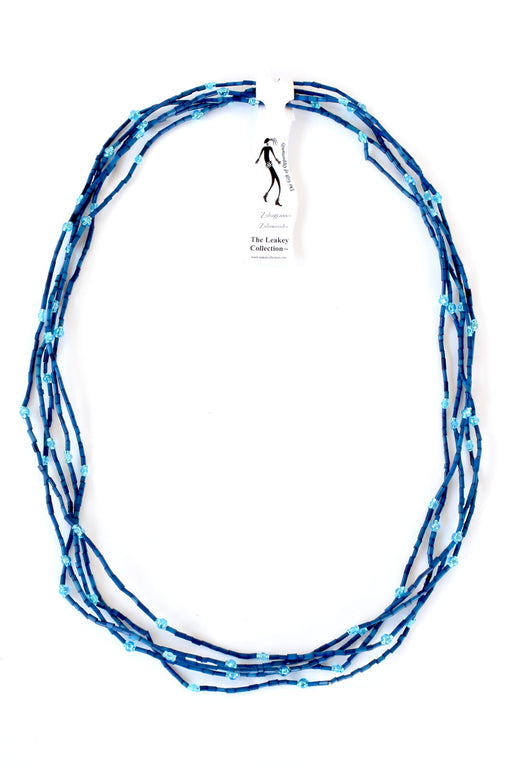 Set/5 Cerulean Blue 26" Zulugrass Single Strands from The Leakey Collection - Culture Kraze Marketplace.com