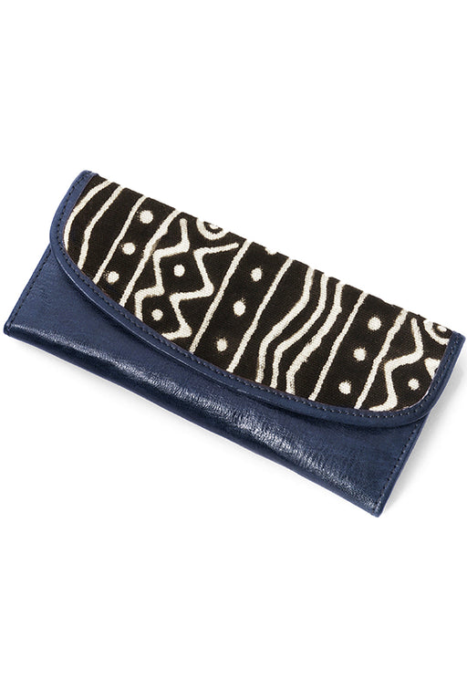 Mod Mudcloth & Navy Blue Leather Women's Wallet - Culture Kraze Marketplace.com
