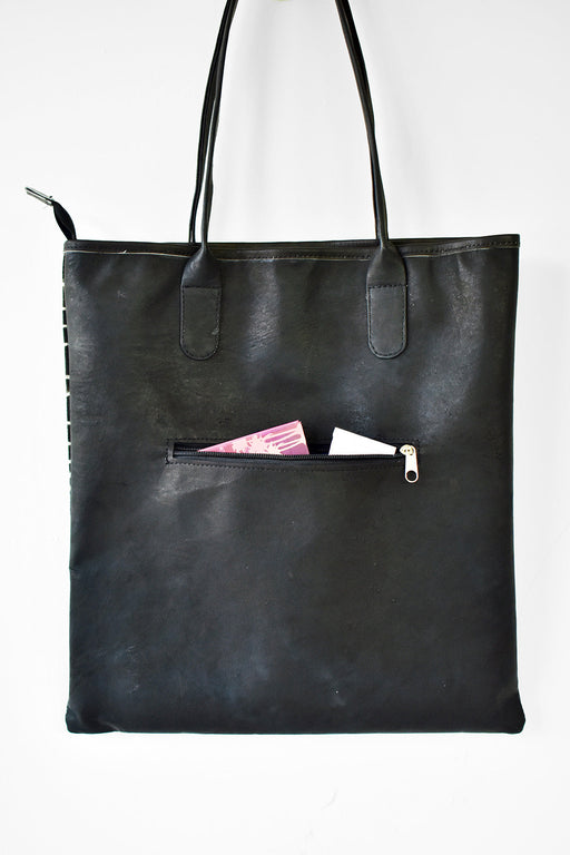 Black & White Mod Mudcloth & Leather Purse - Culture Kraze Marketplace.com