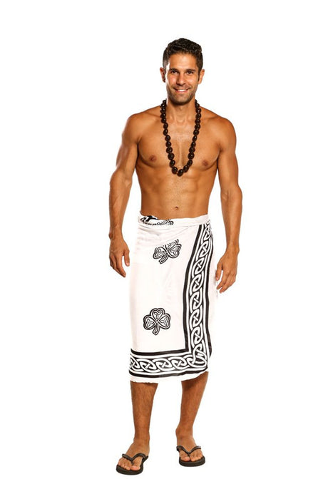 Mens Celtic Sarong In Shamrock Trinity In Black And White - Culture Kraze Marketplace.com
