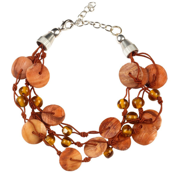 Mother Of Pearl Anklet Bracelet In Brown - Culture Kraze Marketplace.com