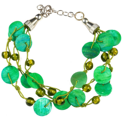 Mother Of Pearl Anklet Bracelet In Green - Culture Kraze Marketplace.com