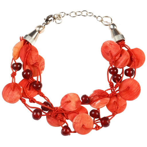 Mother Of Pearl Anklet Bracelet In Red - Culture Kraze Marketplace.com