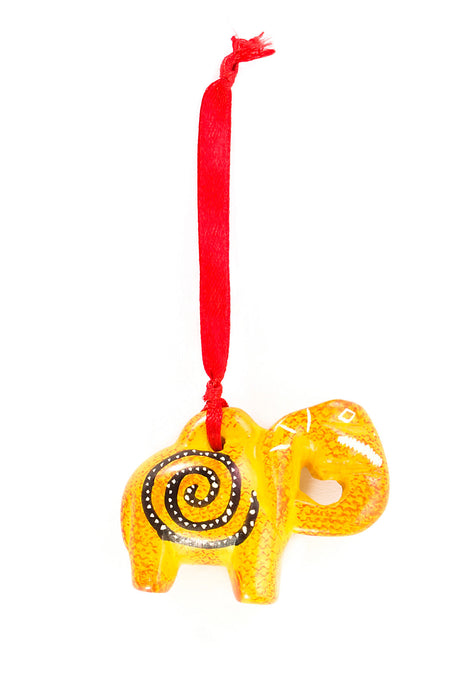 Set of 6 Yellow Krismasi Elephant Holiday Ornaments - Culture Kraze Marketplace.com