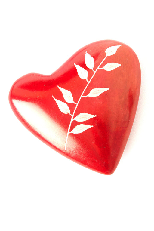 Red Soapstone Heart with African Bamboo Design - Culture Kraze Marketplace.com