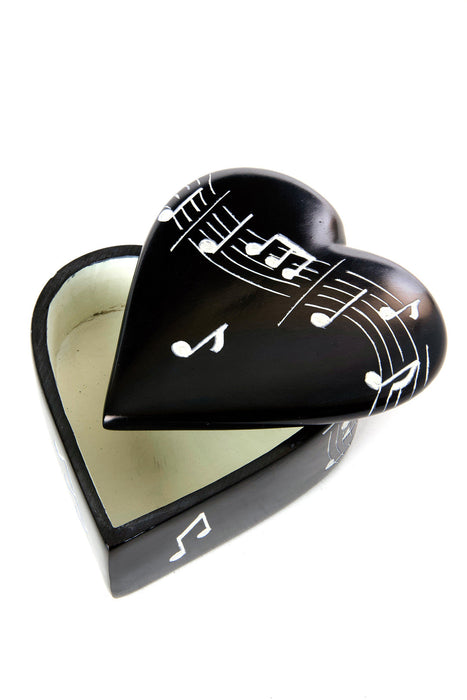 Kenyan Melody Maker Soapstone Heart Box - Culture Kraze Marketplace.com