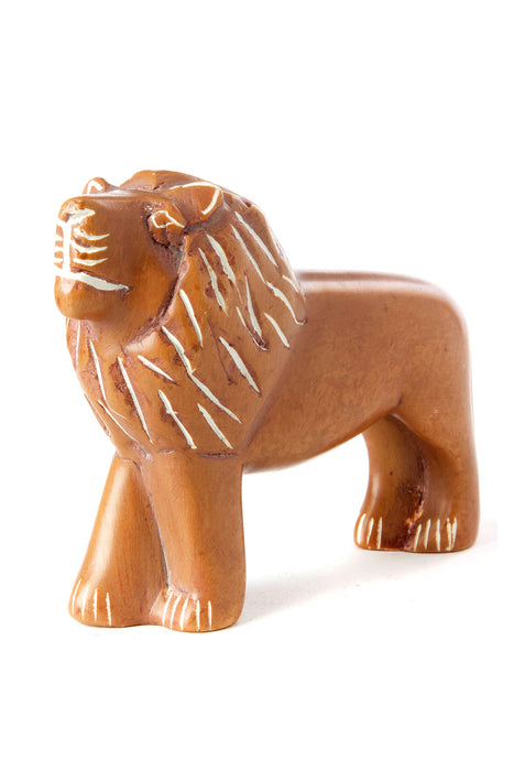 Tawny Kenyan Soapstone Lion Sculpture - Culture Kraze Marketplace.com