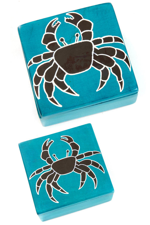 Aqua Blue Coastal Crab Soapstone Boxes - Culture Kraze Marketplace.com