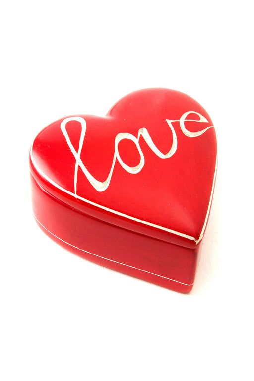 Cursive Love Red Soapstone Heart Box - Culture Kraze Marketplace.com