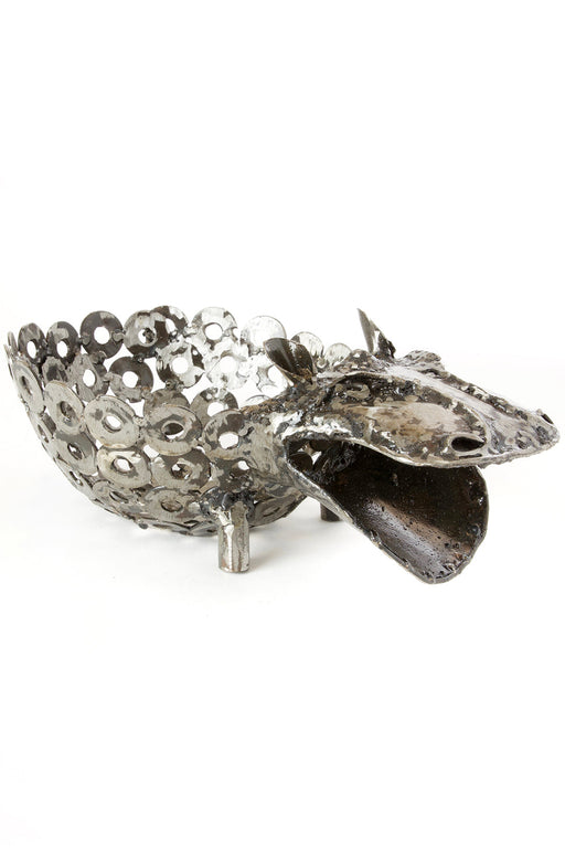 Recycled Metal Sitting Hippo Planter from Kenya - Culture Kraze Marketplace.com