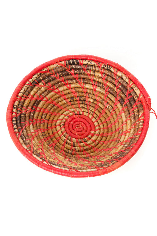 Red Raffia & Natural Banana Leaf Sata Basket - Culture Kraze Marketplace.com