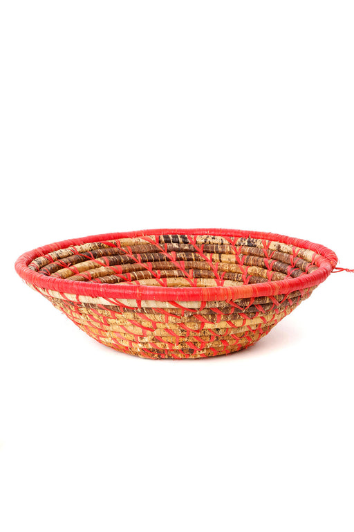 Red Raffia & Natural Banana Leaf Sata Basket - Culture Kraze Marketplace.com