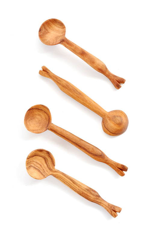 Set of 4 Tiny Wild Olive Wood Branch Spoons - Culture Kraze Marketplace.com