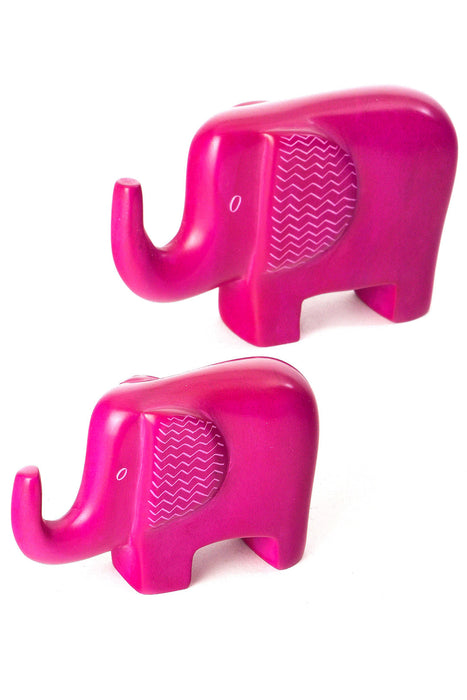 Pink Bashful Zig-Zag Elephant Soapstone Sculptures - Culture Kraze Marketplace.com