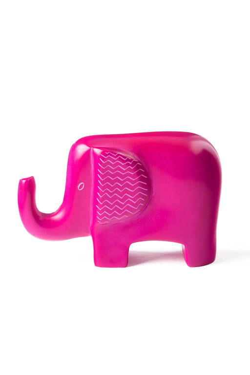 Pink Bashful Zig-Zag Elephant Soapstone Sculptures - Culture Kraze Marketplace.com