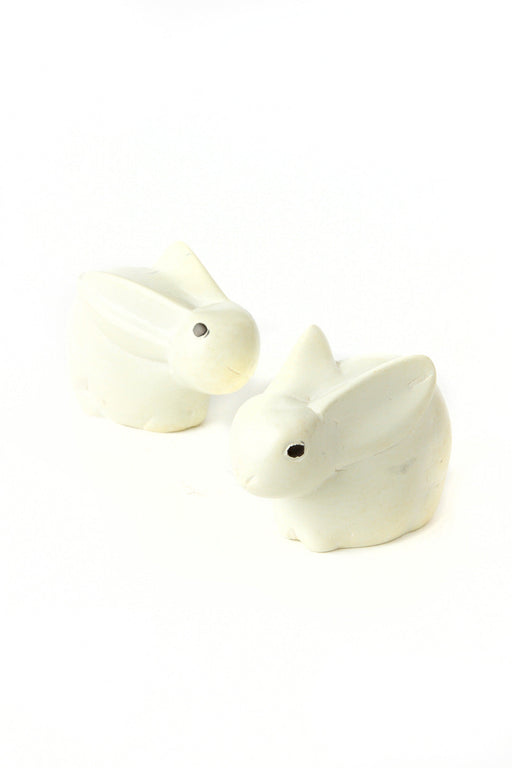 Set of Two Natural Soapstone Baby Bunny Rabbits - Culture Kraze Marketplace.com