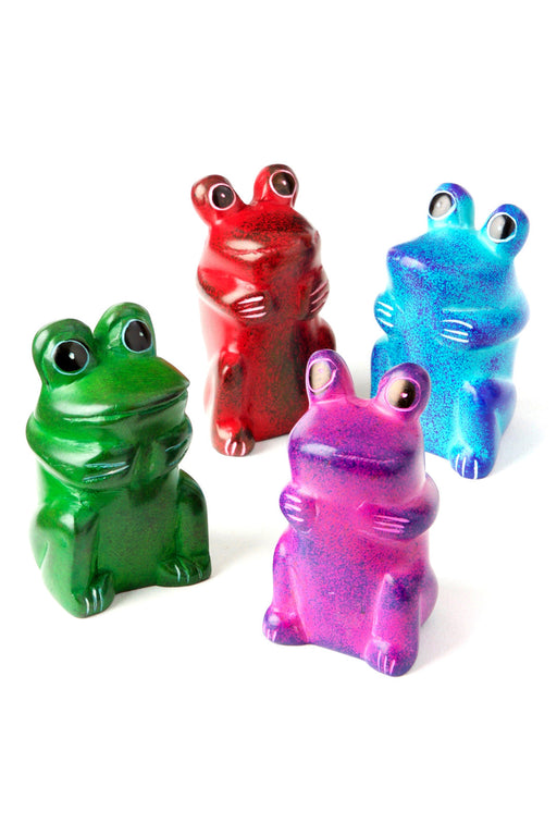 Set of Four Mini Soapstone Funny Frogs - Culture Kraze Marketplace.com
