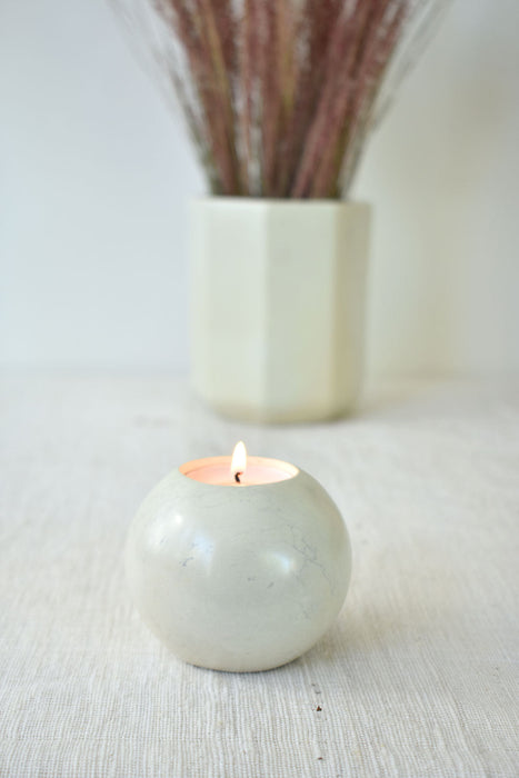 Set of 2 Natural Soapstone Globe Tea Light Candle Holders - Culture Kraze Marketplace.com