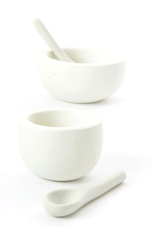SET OF 2 White Soapstone Salt Cups and Spoons - Culture Kraze Marketplace.com
