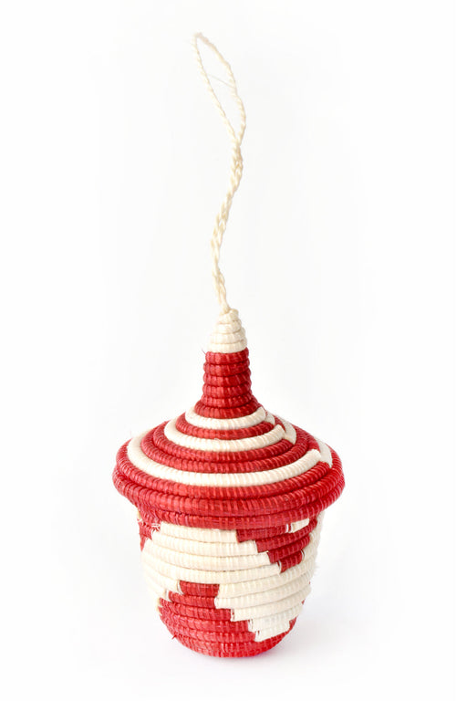 Red and Natural Rwandan Giving Basket Ornament - Culture Kraze Marketplace.com