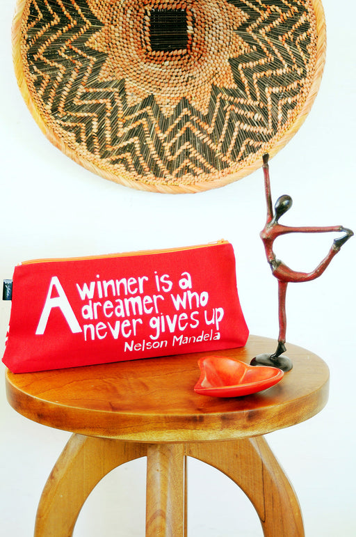 Red A Winner is a Dreamer 12" Mandela Pouch - Culture Kraze Marketplace.com
