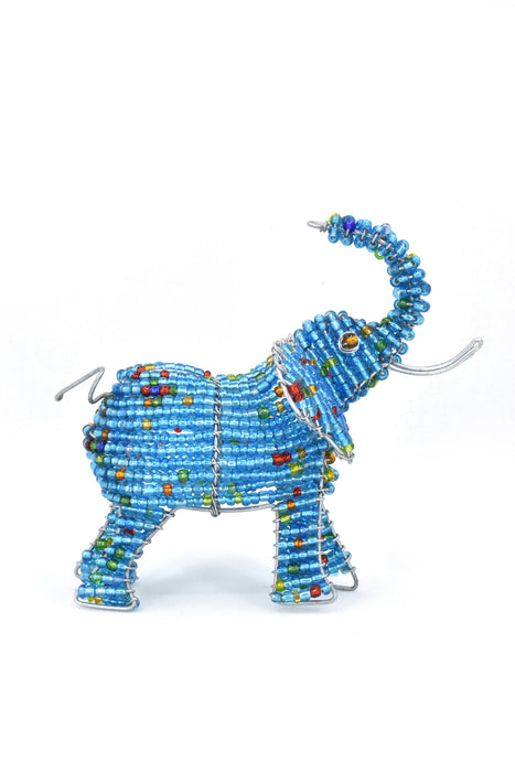 Patmore's Aqua Blue Beaded Elephant Sculpture - Culture Kraze Marketplace.com