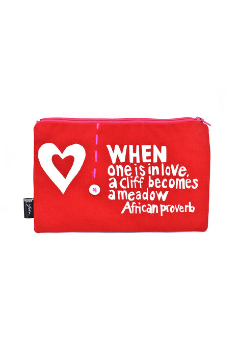 Red When is One is in Love 8" African Proverb Pouch - Culture Kraze Marketplace.com