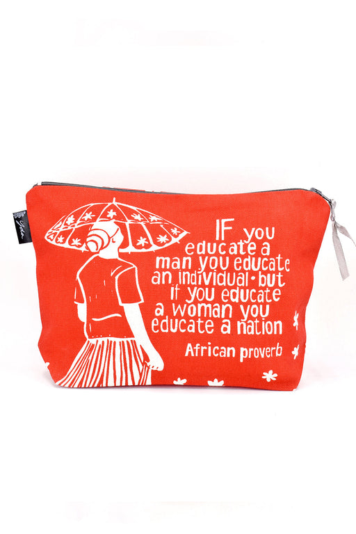 Orange Educate a Woman African Proverb Purse - Culture Kraze Marketplace.com