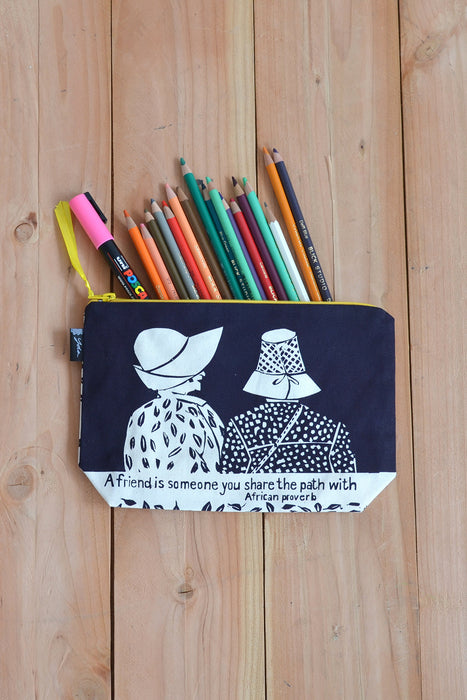 Navy Blue A Friend is Someone African Proverb Purse - Culture Kraze Marketplace.com
