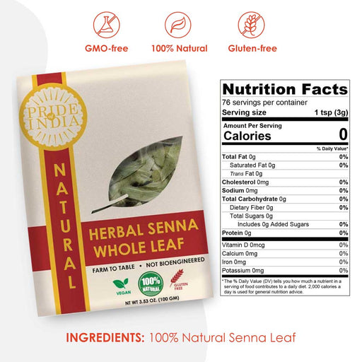 Natural Indian Senna Herb Leaf, 3.53oz (100gm) Pack-1