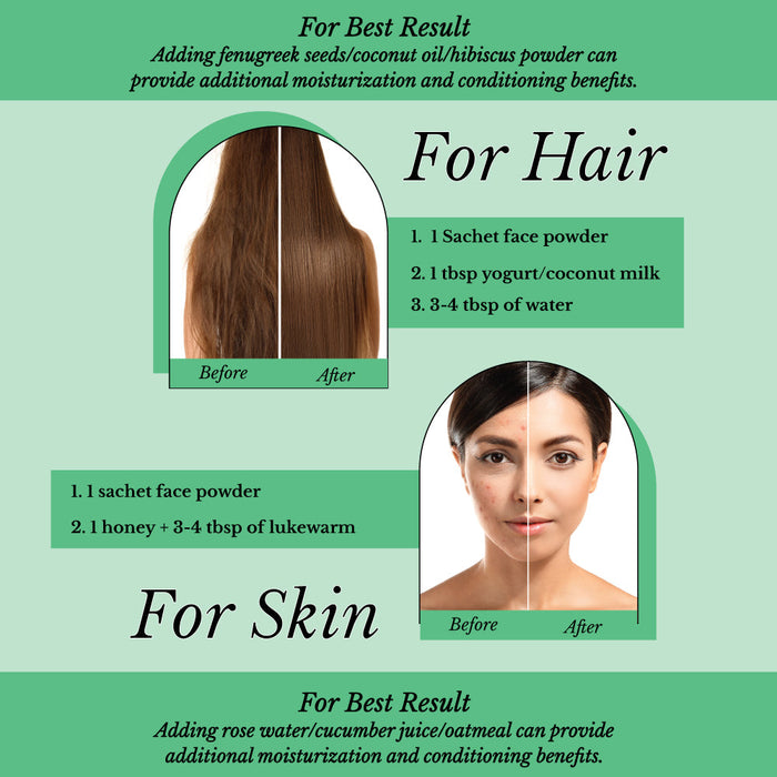 Hair Bliss- Natural Aloe Vera Herbal Hair & Skin Conditioning Powder- 12 Individual Sachets (10 gm each)- Reusable Brush & Tray Included-5