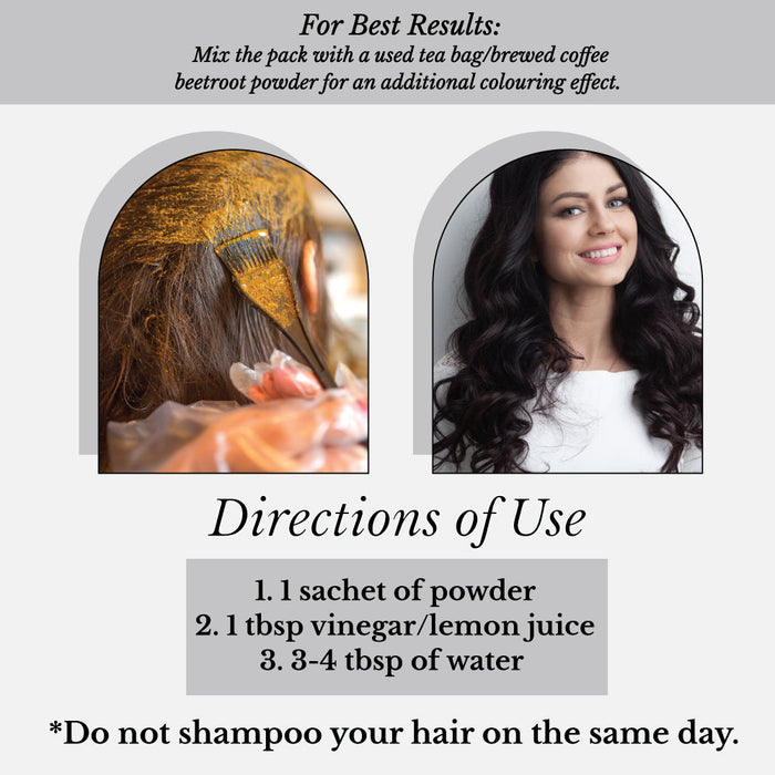 Hair Bloom Natural Jet Black Hair Color- Indigo Powder w/ Mixed Himalayan Herbs Hair Color Powder- 12 individual sachets (10 gm each)- Reusable Brush & Tray Included-4