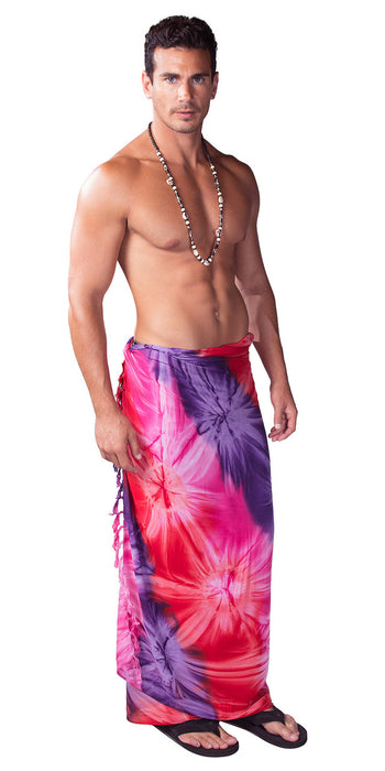 Tie Dye Mens Sarong In Chakra Pink-Red-Purple - Culture Kraze Marketplace.com