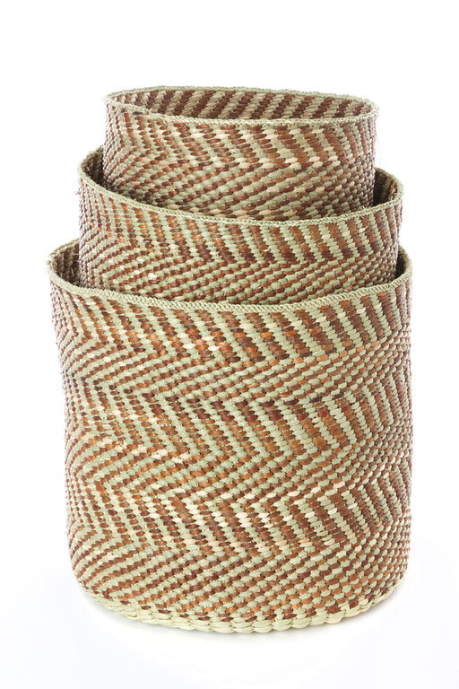 Brown & Natural Maila Milulu Reed Baskets - Culture Kraze Marketplace.com