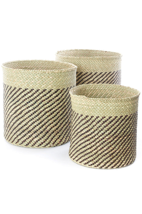 Iringa Baskets with Diagonal Black Stripes - Culture Kraze Marketplace.com