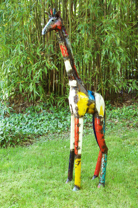 Colorful Recycled Oil Drum Giraffe Sculptures - Culture Kraze Marketplace.com