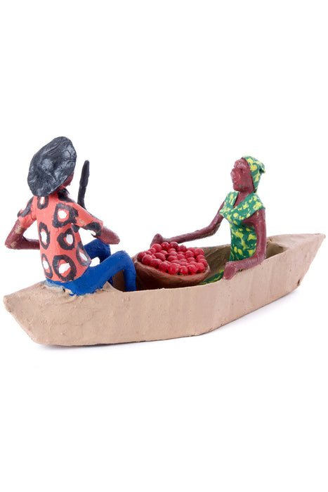 Boating Mama and Papa Zambian Papier-Mache Sculpture - Culture Kraze Marketplace.com